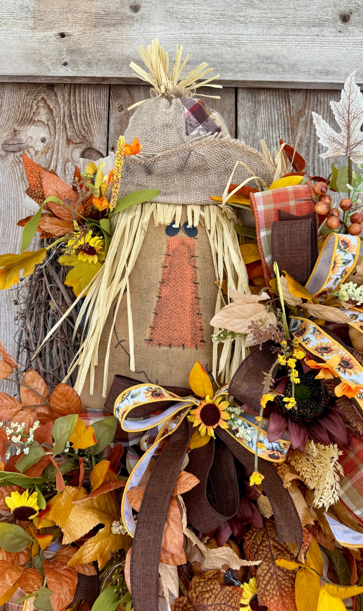 Fall scarecrow grapevine wreath