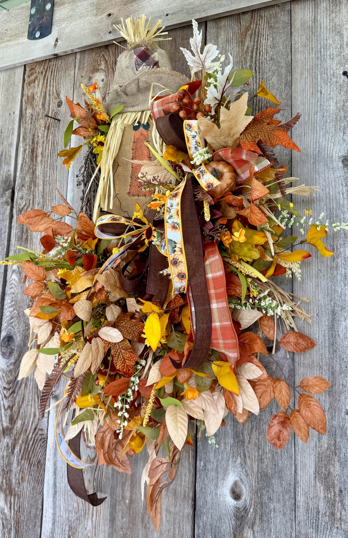 Fall scarecrow grapevine wreath