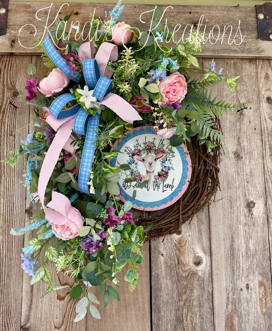 It’s Not About the Bunny, It’s About the Lamb™ | Pastel Easter Grapevine Wreath
