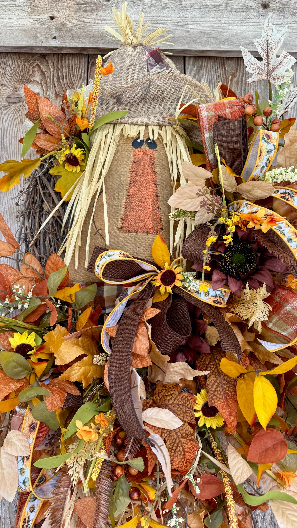 Fall scarecrow grapevine wreath
