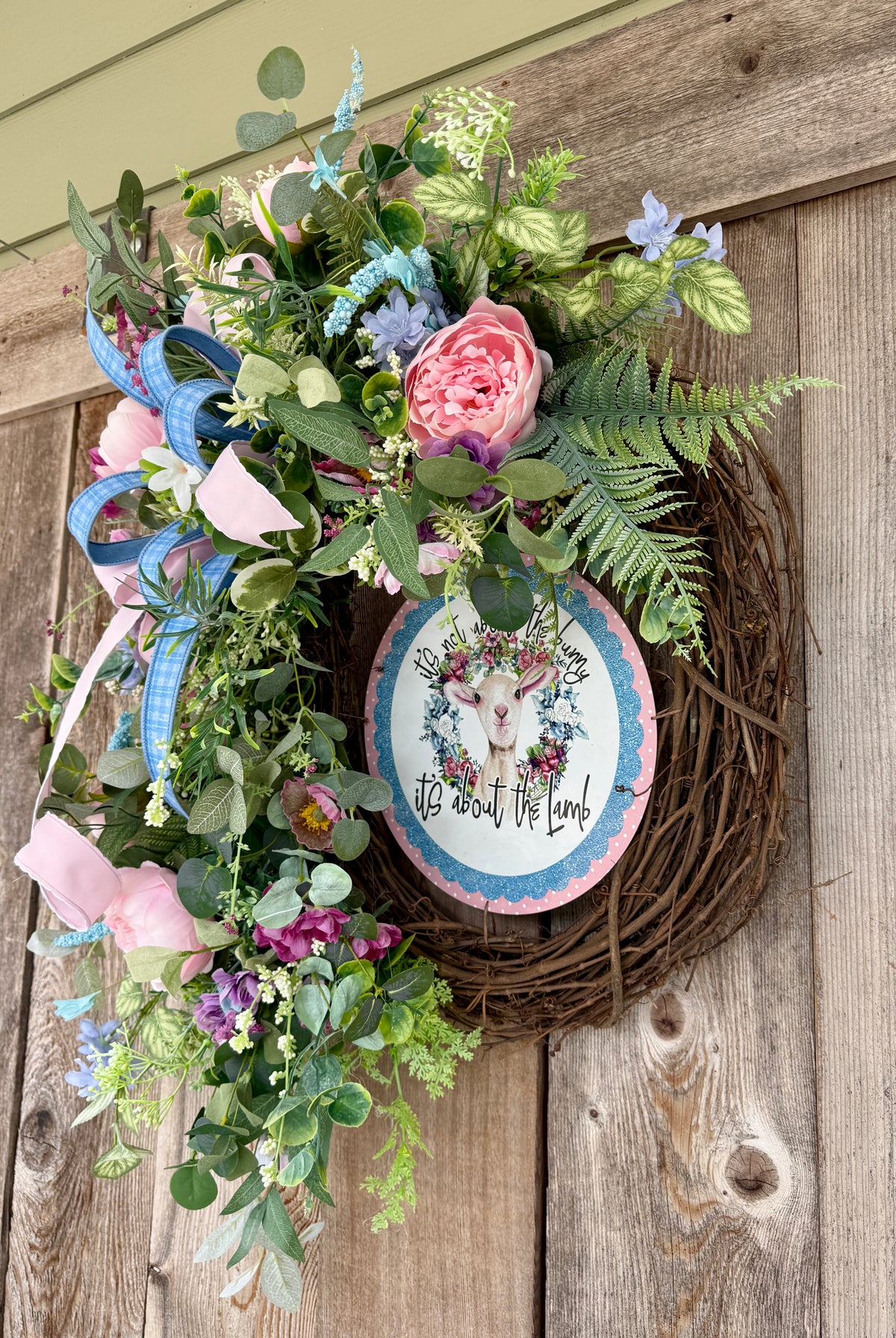 It’s Not About the Bunny, It’s About the Lamb™ | Pastel Easter Grapevine Wreath