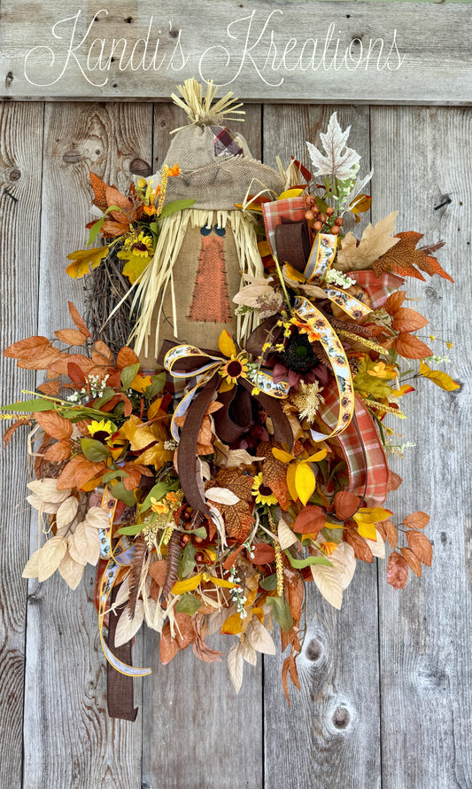 Fall scarecrow grapevine wreath