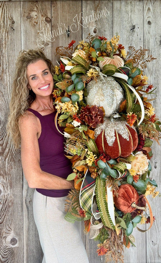 XXL Luxury Fall Pumpkin Door Swag